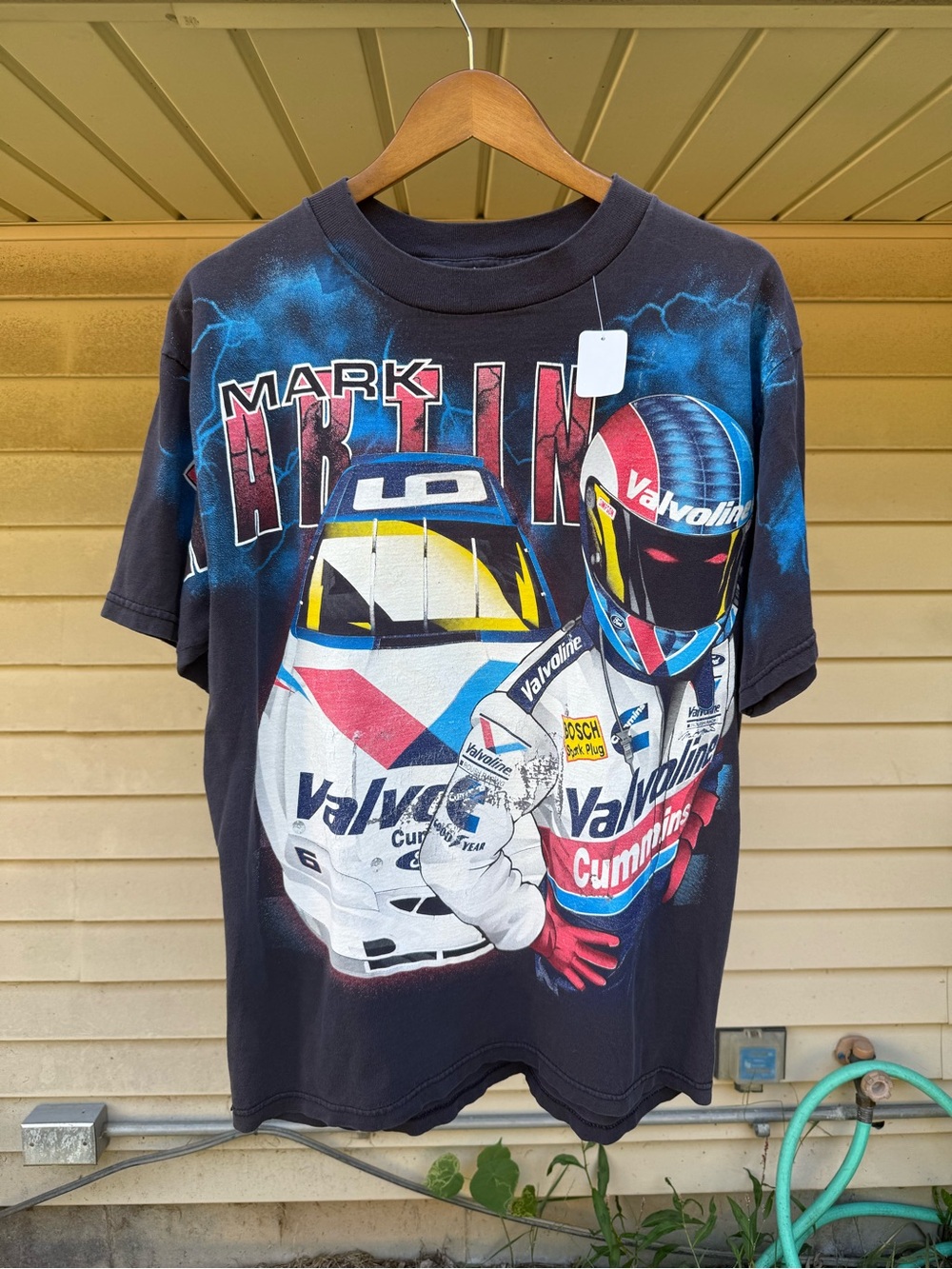 Vintage 90s Mark Martin Valvoline Ford racing AOP faded cummins T-shirt